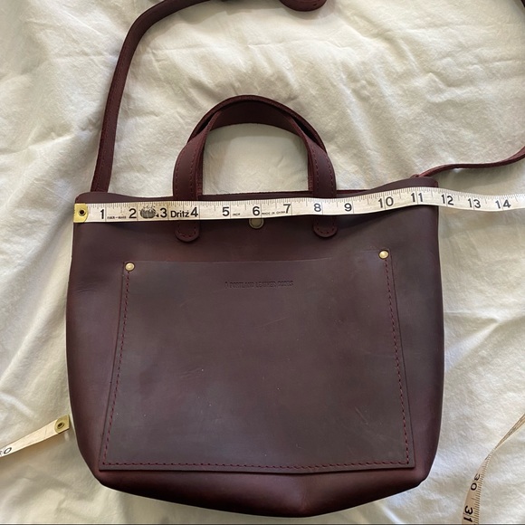 Portland Leather Goods Mini Tote Crossbody in Merlot - Picture 3 of 7